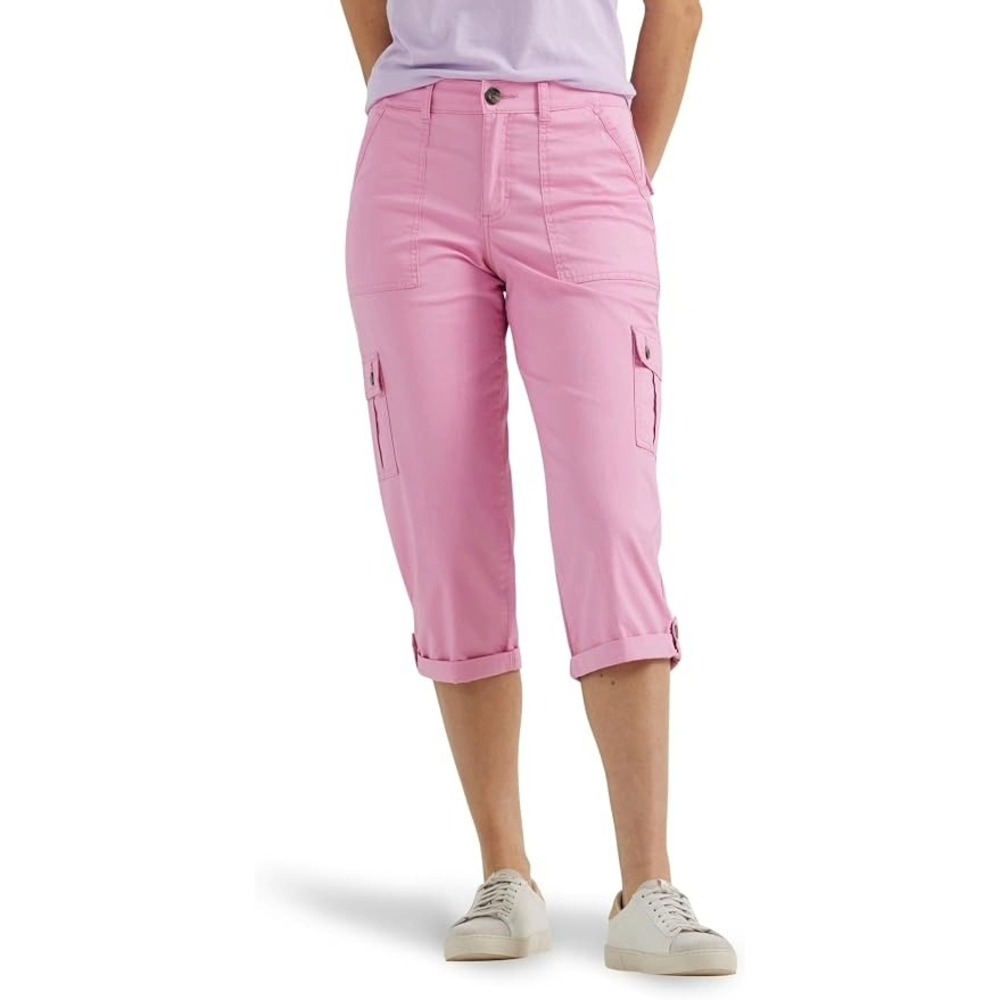 Lee Womens Flex-to-Go Capri Sugar Lilac Pink Size 6 Medium Cargo NWT